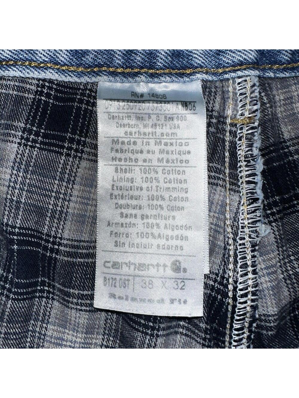 Carhartt Jeans Mens 38x32 Blue Denim Flannel Lined Relaxed Fit Chore Workwear - Picture 13 of 16